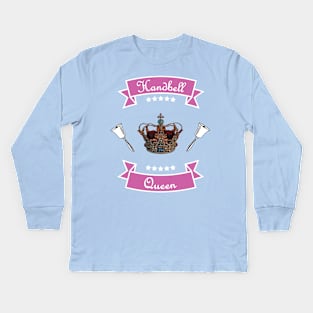 Handbell Queen Pink on Blue Kids Long Sleeve T-Shirt